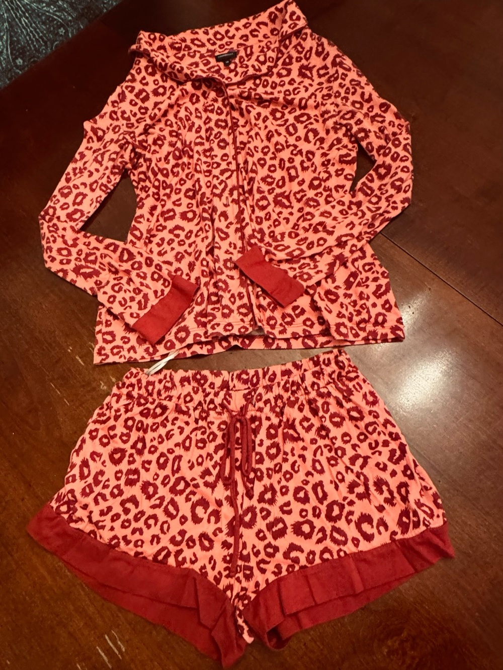 Cosabella Pink & Red Leopard Print Two-Piece Pajama Set